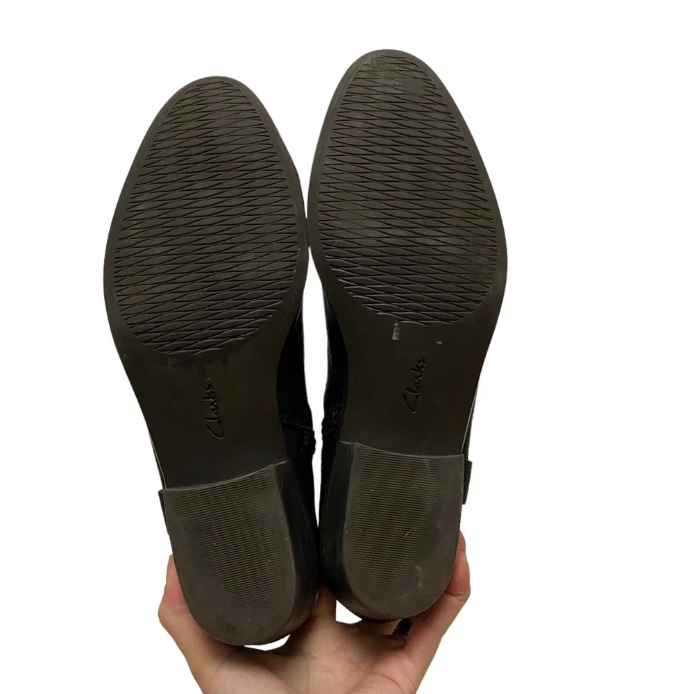 Clarks Boylan Dawn Leather Block Heel Comfort Fall Ankle Boot Black 11 - Picture 7 of 9